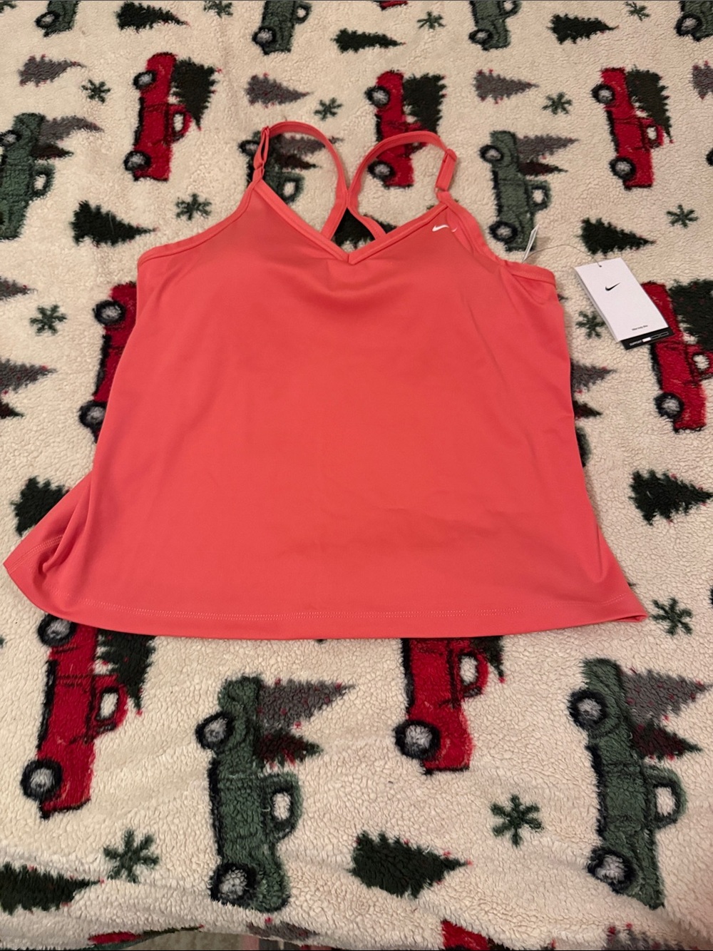 Nike Indy Bra Coral Athletic Strappy Tank Top With Built-In Bra